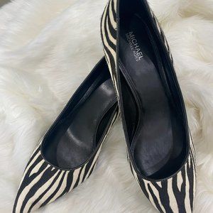 Michael Kors flex pumps calf hair zebra black white 9 M